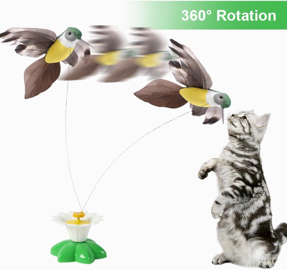 Electric Teasing Cat Toy, Interactive Bird Toy for Cats, 360 Degree Rotatable Electric Flying Butterfly Cat Toy