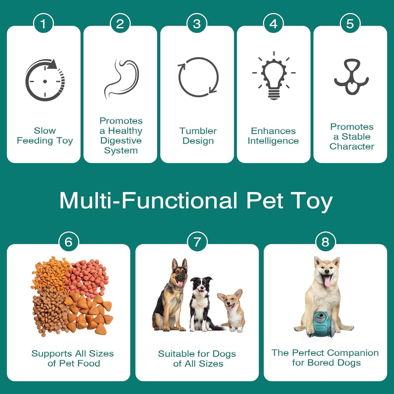 Dog Interactive Toys Adjustable Food Dispensing Puzzle Feeder For Pets