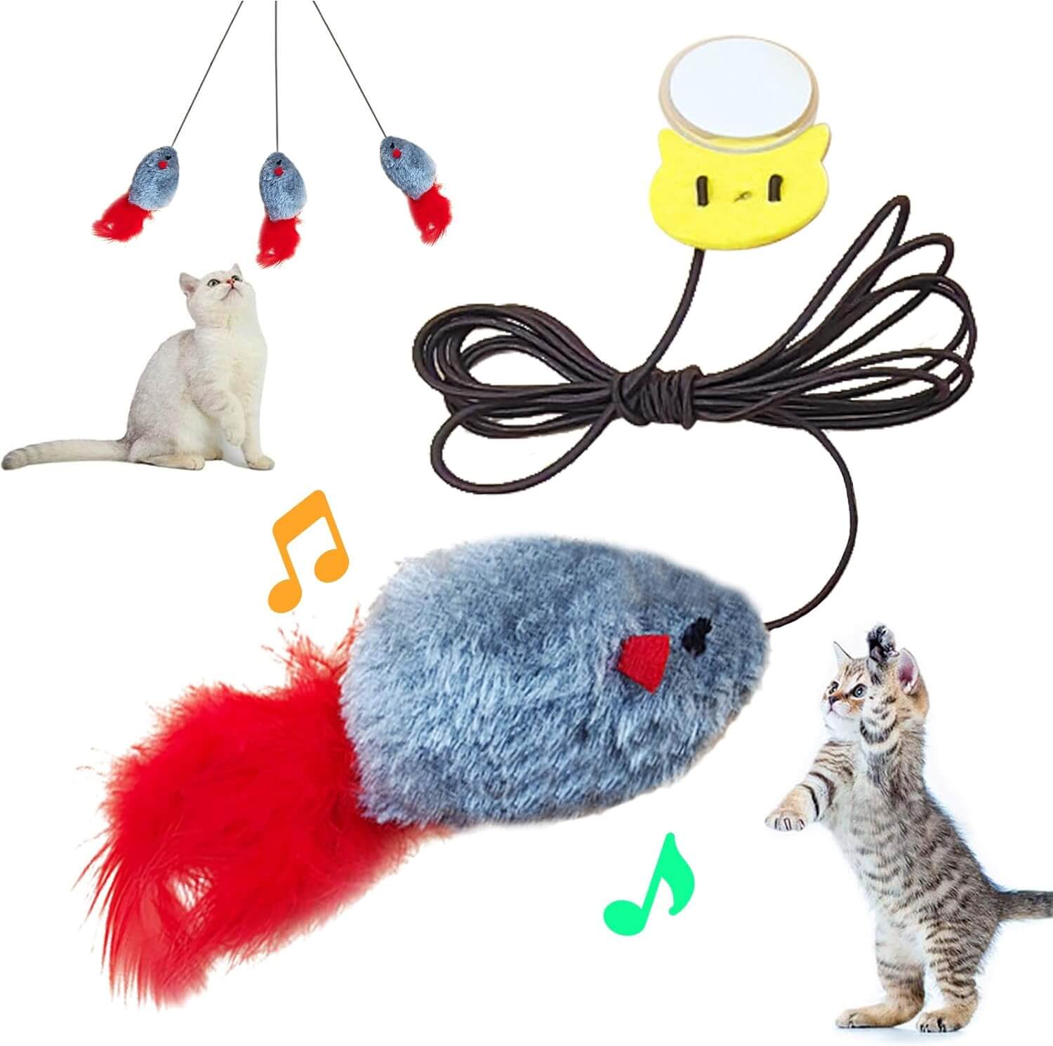 Cat Toys Hanging Mouse Teaser Toy Interactive Cat Mice Toys for Indoor Kittens Dogs