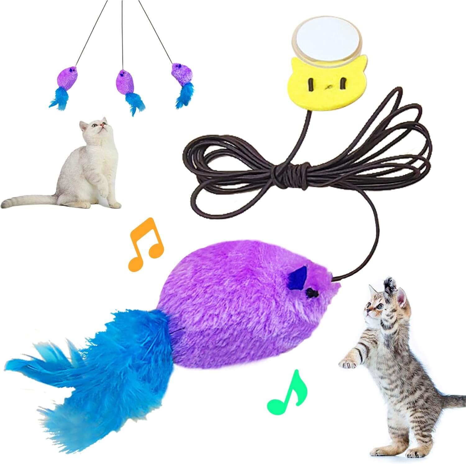 Cat Toys Hanging Mouse Teaser Toy Interactive Cat Mice Toys for Indoor Kittens Dogs