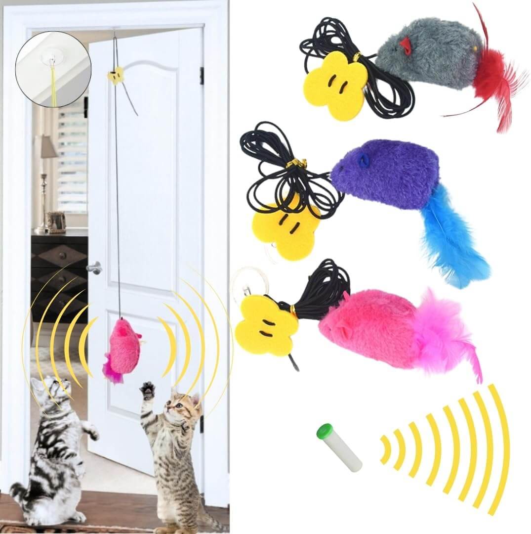 Cat Toys Hanging Mouse Teaser Toy Interactive Cat Mice Toys for Indoor Kittens Dogs
