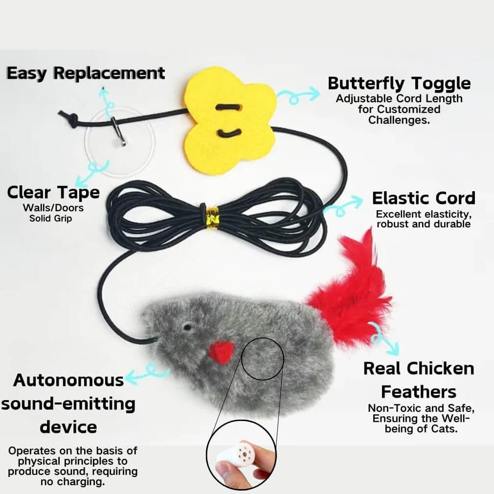 Cat Toys Hanging Mouse Teaser Toy Interactive Cat Mice Toys for Indoor Kittens Dogs