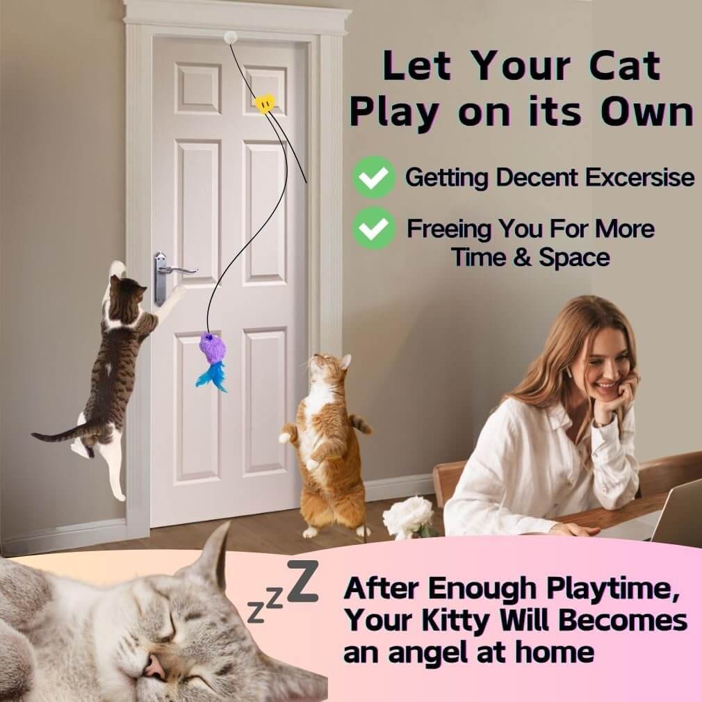 Cat Toys Hanging Mouse Teaser Toy Interactive Cat Mice Toys for Indoor Kittens Dogs