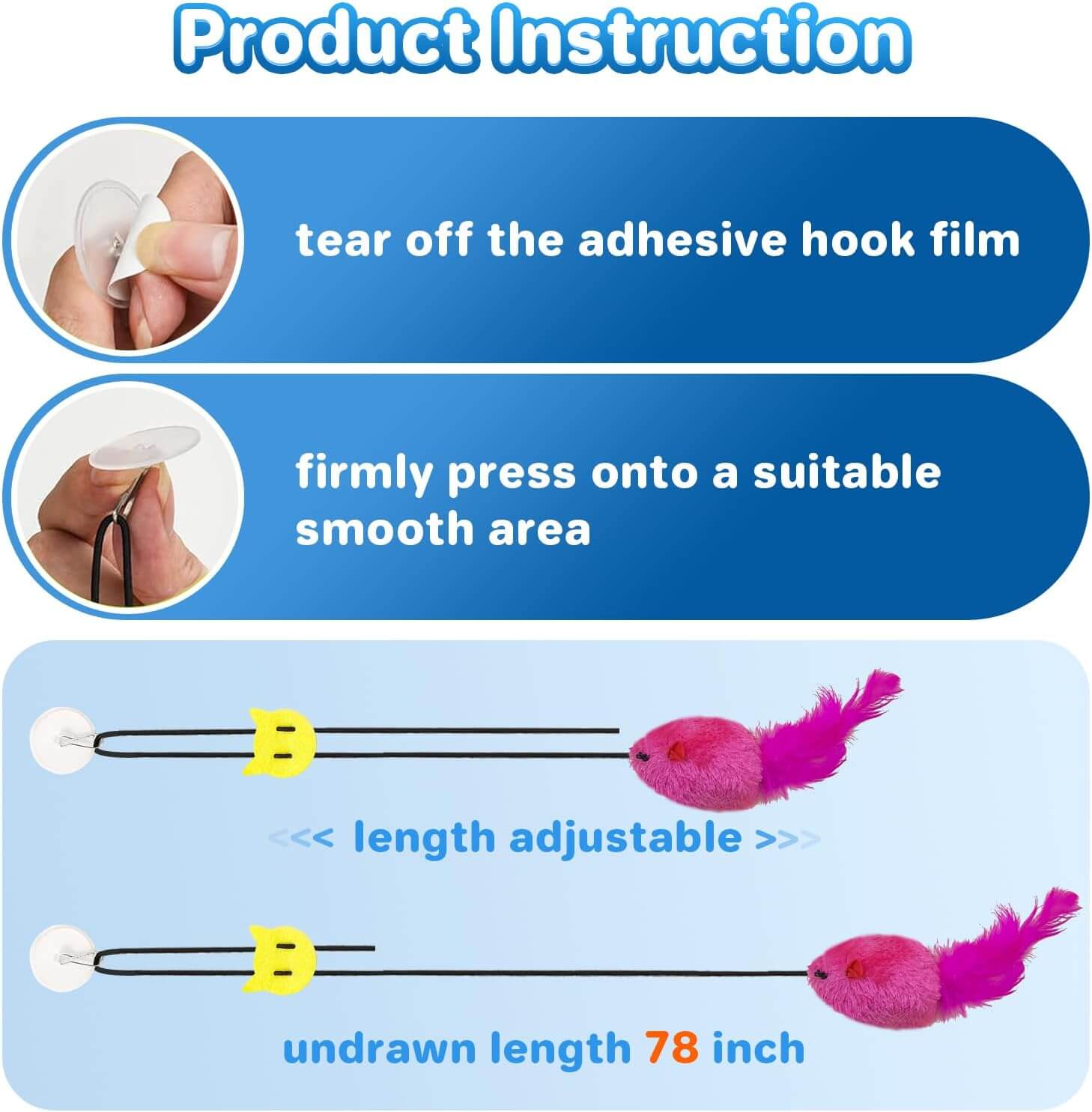Cat Toys Hanging Mouse Teaser Toy Interactive Cat Mice Toys for Indoor Kittens Dogs