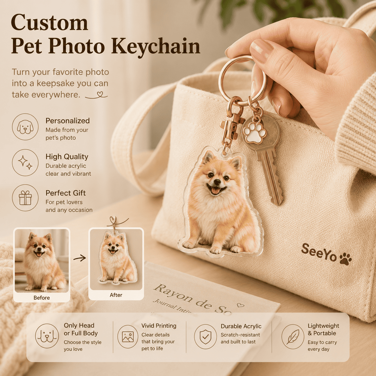 Custom Pet Photo Keychain