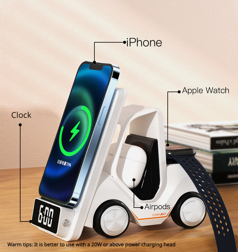 3-in-1-Schnellladehalterung für kabelloses Ladegerät, geeignet für iPhone-Kopfhöreruhr