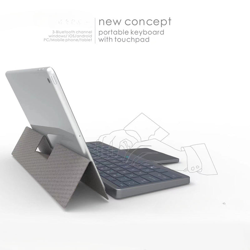 Wiederaufladbare tragbare Tastatur, Bluetooth-Tastatur, 3 Kanäle, mit verstecktem Touchpad